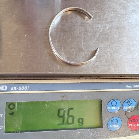 VTG Sterling Silver 925 Thin Half Round Open Cuff Bracelet Size 7.5" Fit - Picture 9 of 9